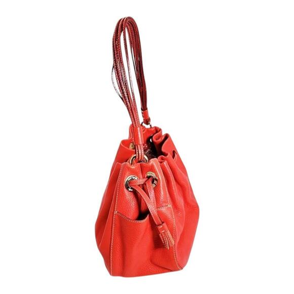 Kate Spade handbag tote bag, drawstring style, leather, red